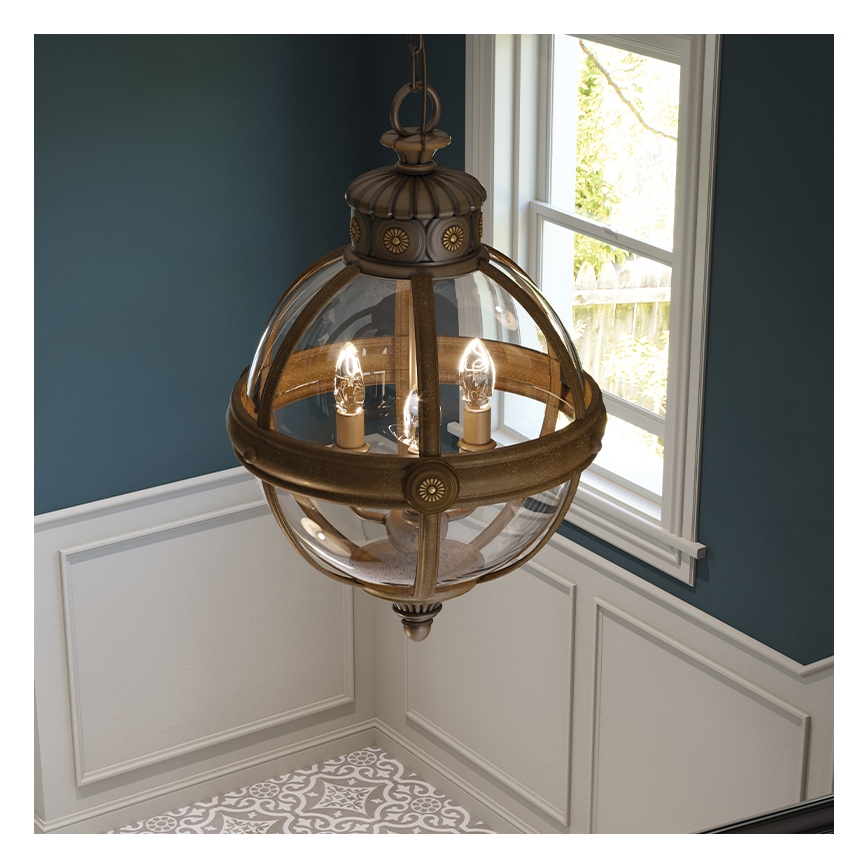 Feiss - Ketten-Kronleuchter ADAMS 3xE14/60W/230V bronze