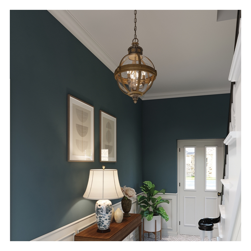 Feiss - Lampadario a sospensione con catena ADAMS 3xE14/60W/230V bronzo