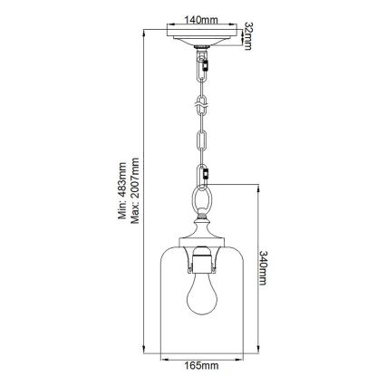 Feiss - Lampadario a sospensione con catena HOUNSLOW 1xE27/60W/230V