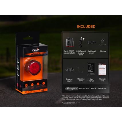 Fenix BC06R - LED Luce per bicicletta ricaricabile e dimmerabile LED/USB IP66 90 lm 24,5 h