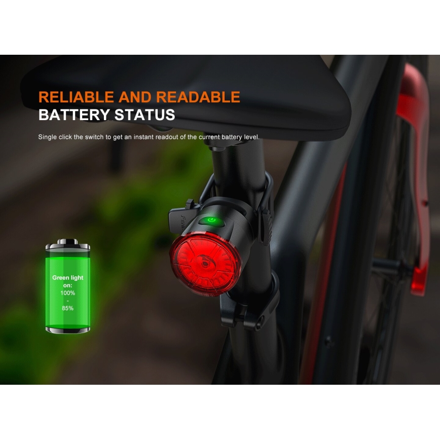 Fenix BC06R - Phare de vélo à intensité variable et rechargeable LED/USB IP66 90 lm 24,5 h 560 mAh