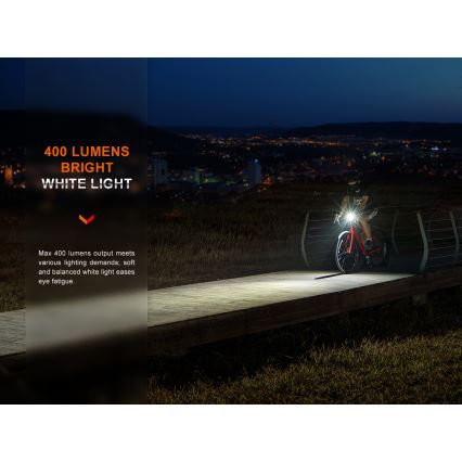 Fenix BC15R - Dimmbares, wiederaufladbares LED-Fahrradlicht LED/USB IP66 400 lm 31,5 Stunden