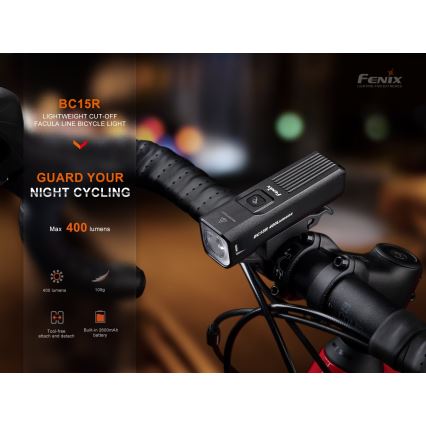 Fenix BC15R-LED Luce per bicicletta ricaricabile e dimmerabile LED/USB IP66 400 lm 31,5 ore