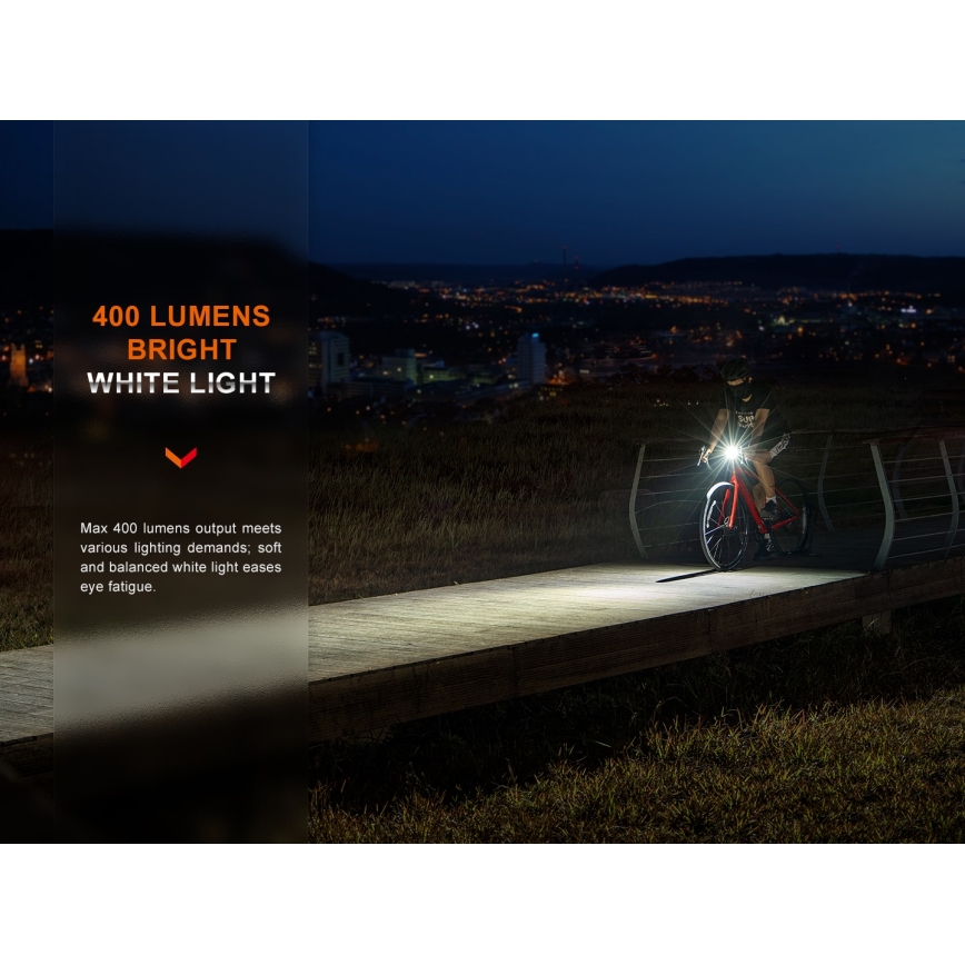 Fenix BC15R-LED Luce per bicicletta ricaricabile e dimmerabile LED/USB IP66 400 lm 31,5 ore