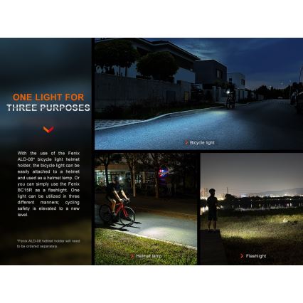 Fenix BC15R-LED Luce per bicicletta ricaricabile e dimmerabile LED/USB IP66 400 lm 31,5 ore