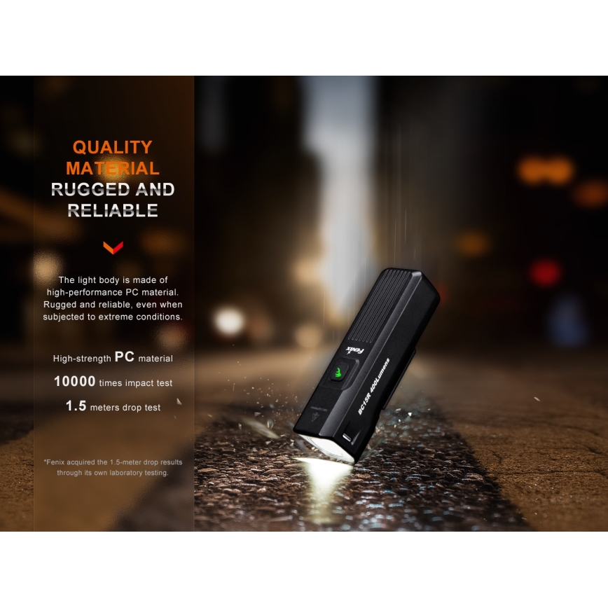 Fenix BC15R-LED Luce per bicicletta ricaricabile e dimmerabile LED/USB IP66 400 lm 31,5 ore