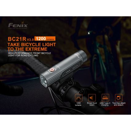 Fenix BC21RV30 - LED Wiederaufladbare Fahrradlampe LED/USB IP68 1200 lm 33 Std.