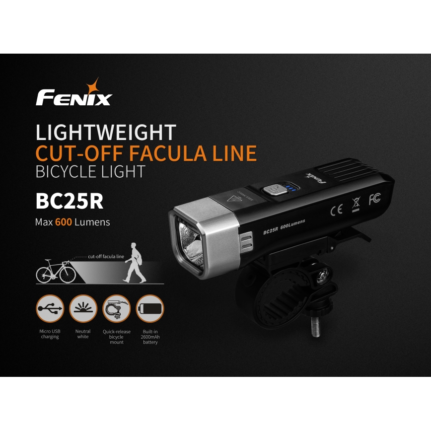 Fenix BC25R - LED Wiederaufladbare Fahrradlampe LED/USB IP66^