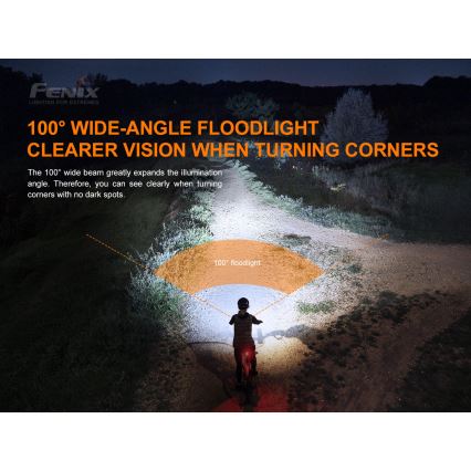 Fenix BC26R - Luce LED ricaricabile per bicicletta LED/USB IP68 1600 lm 65 ore