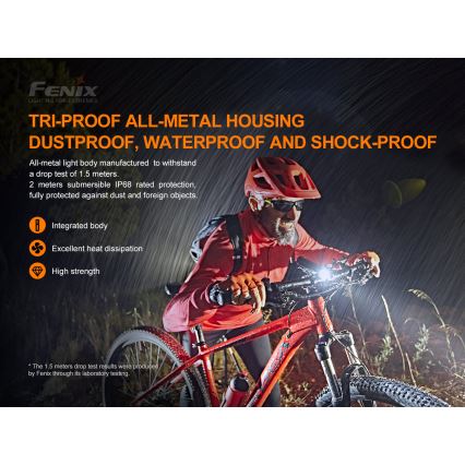 Fenix BC26R - Luce LED ricaricabile per bicicletta LED/USB IP68 1600 lm 65 ore