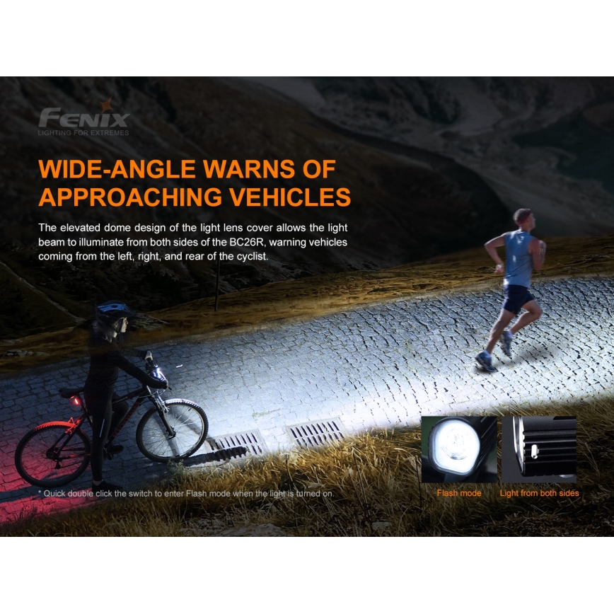 Fenix BC26R - Luce LED ricaricabile per bicicletta LED/USB IP68 1600 lm 65 ore
