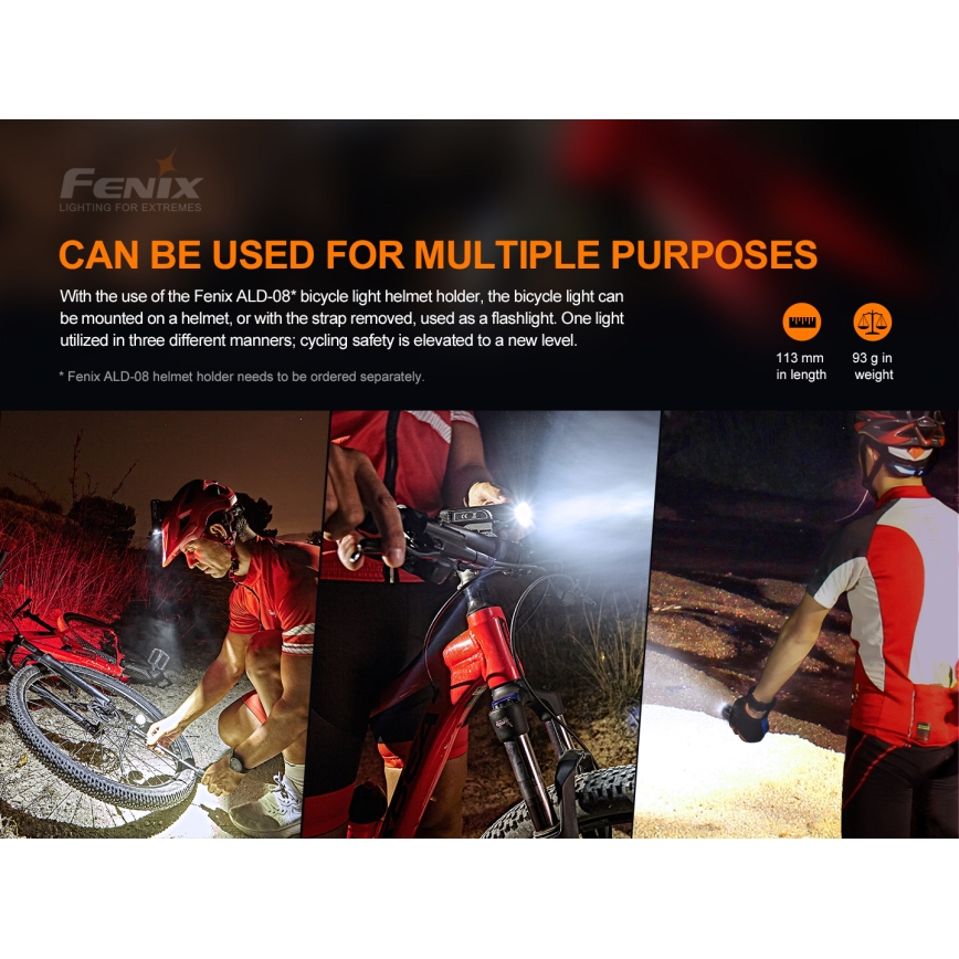 Fenix BC26R - Luce LED ricaricabile per bicicletta LED/USB IP68 1600 lm 65 ore