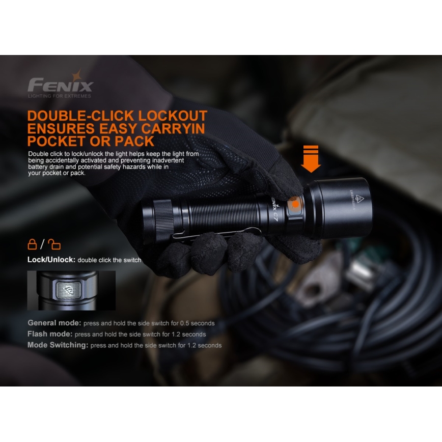 Fenix C7 - Lampe torche rechargeable à intensité variable 1xLED/1x21700 IP68 3000 lm 68 h