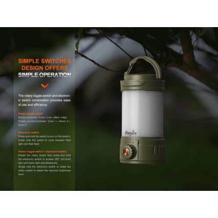 Fenix CL26RPROOLI - Lampada portatile ricaricabile LED dimmerabile LED/USB IP66 650 lm 408 h verde