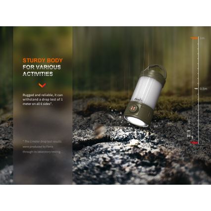 Fenix CL26RPROOLI - Lampe portable rechargeable à intensité variable LED/USB IP66 650 lm 408 h vert
