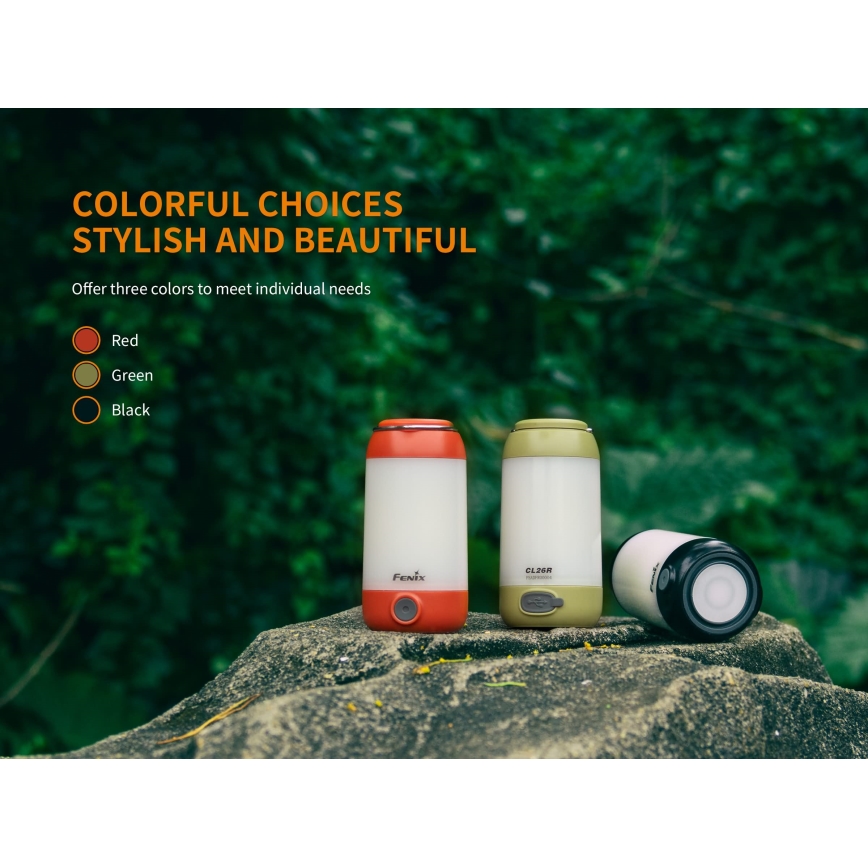 Fenix CL26RRED - Lampe portable rechargeable à intensité variable LED/USB/2xCR123A IP66 400 lm 400 h 2600 mAh orange