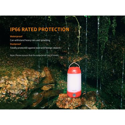 Fenix CL26RRED - Lampe portable rechargeable à intensité variable LED/USB/2xCR123A IP66 400 lm 400 h 2600 mAh orange