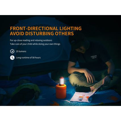 Fenix CL26RRED - Lampe portable rechargeable à intensité variable LED/USB/2xCR123A IP66 400 lm 400 h 2600 mAh orange