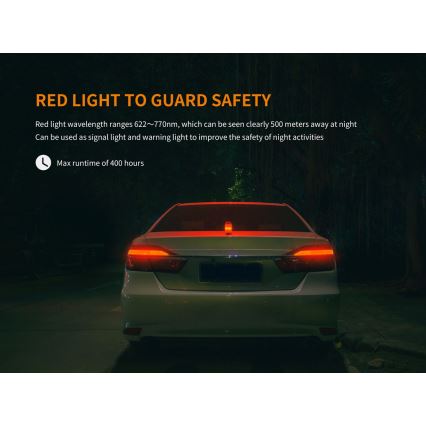 Fenix CL26RRED - Lampe portable rechargeable à intensité variable LED/USB/2xCR123A IP66 400 lm 400 h 2600 mAh orange