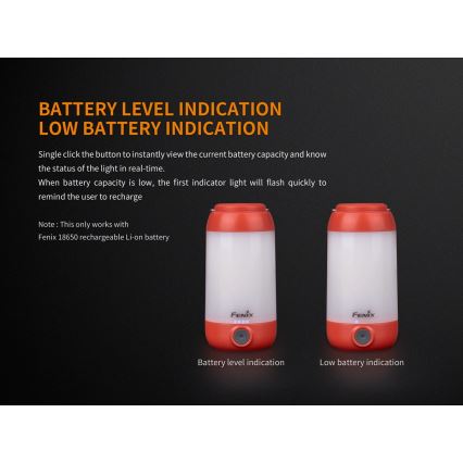 Fenix CL26RRED - Lampe portable rechargeable à intensité variable LED/USB/2xCR123A IP66 400 lm 400 h 2600 mAh orange