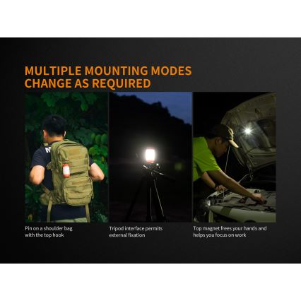 Fenix CL26RRED - Lampe portable rechargeable à intensité variable LED/USB/2xCR123A IP66 400 lm 400 h 2600 mAh orange