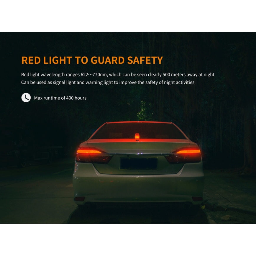 Fenix CL26RRED - Dimmbare, tragbare Akku-LED-Leuchte LED/USB IP66 400 lm 400 h orange
