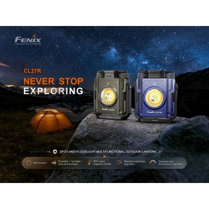Fenix CL27RGRE - Luce LED dimmerabile ricaricabile LED/USB IP66 1600 lm 285 h