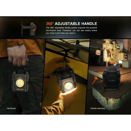 Fenix CL27RGRE - Luce LED dimmerabile ricaricabile LED/USB IP66 1600 lm 285 h