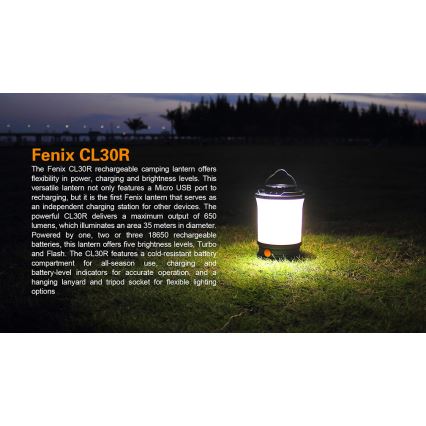 Fenix CL30R - Lampe portable rechargeable LED/USB/6xCR123A IPX7 650 lm 300 h 2600 mAh