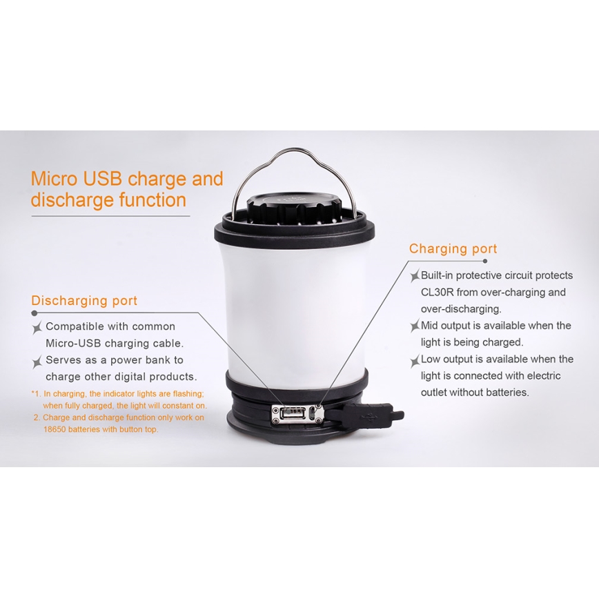 Fenix CL30R - Lampe portable rechargeable LED/USB/6xCR123A IPX7 650 lm 300 h 2600 mAh