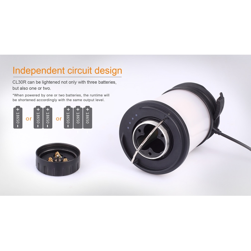 Fenix CL30R - Lampe portable rechargeable LED/USB/6xCR123A IPX7 650 lm 300 h 2600 mAh