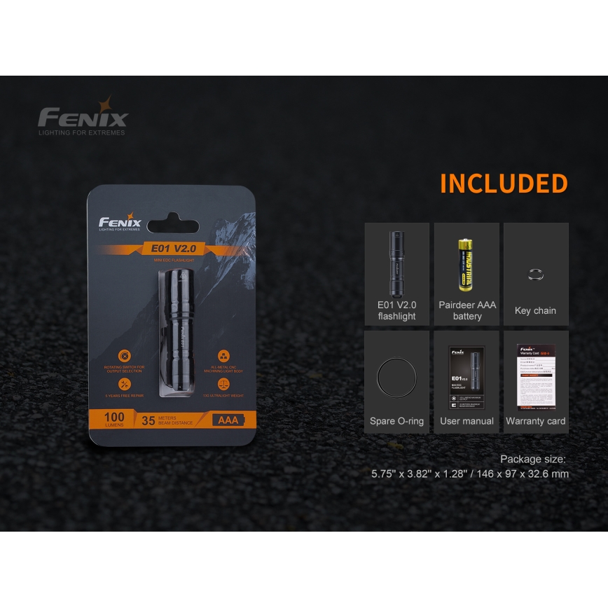 Fenix E01V20BLC - Lampe torche LED/1xAAA IP68 100 lm 25 hrs