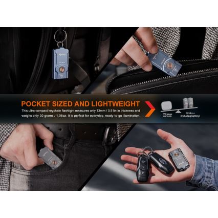 Fenix E03RV20BLU - Aufladbare LED-Taschenlampe LED/USB IP66 500 lm 30 h