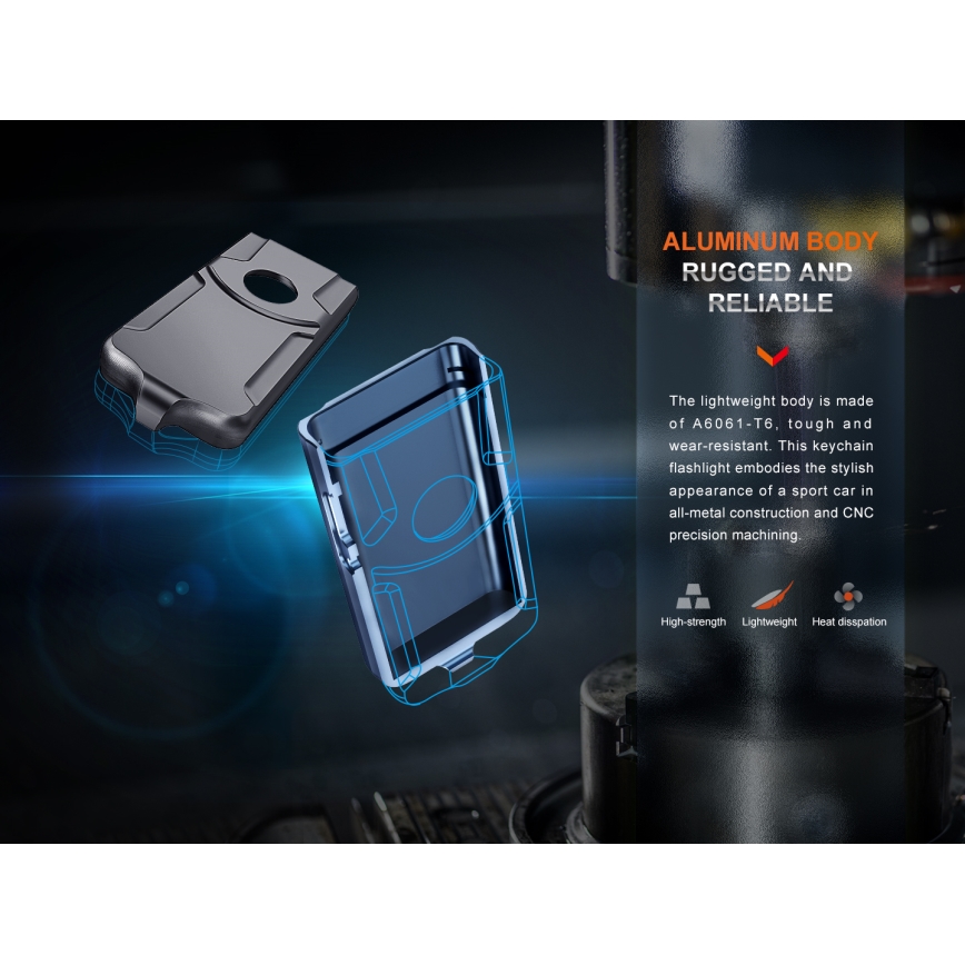 Fenix E03RV20BLU - Aufladbare LED-Taschenlampe LED/USB IP66 500 lm 30 h