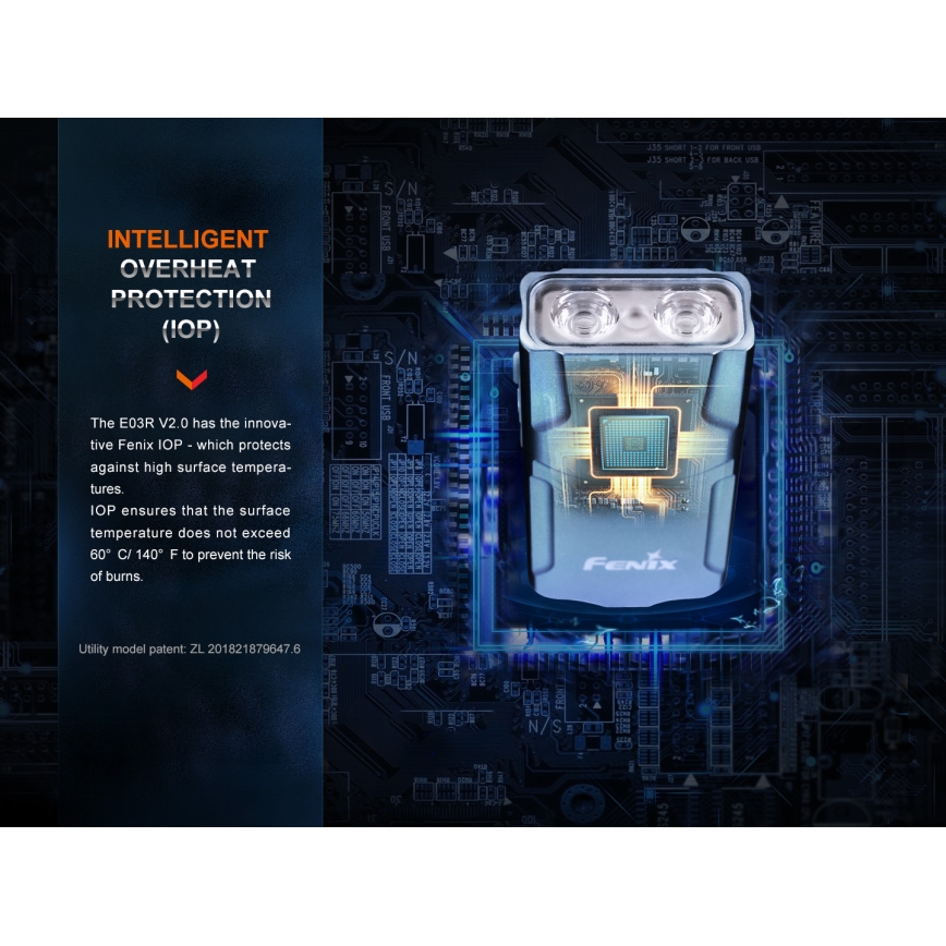 Fenix E03RV20BLU - Aufladbare LED-Taschenlampe LED/USB IP66 500 lm 30 h