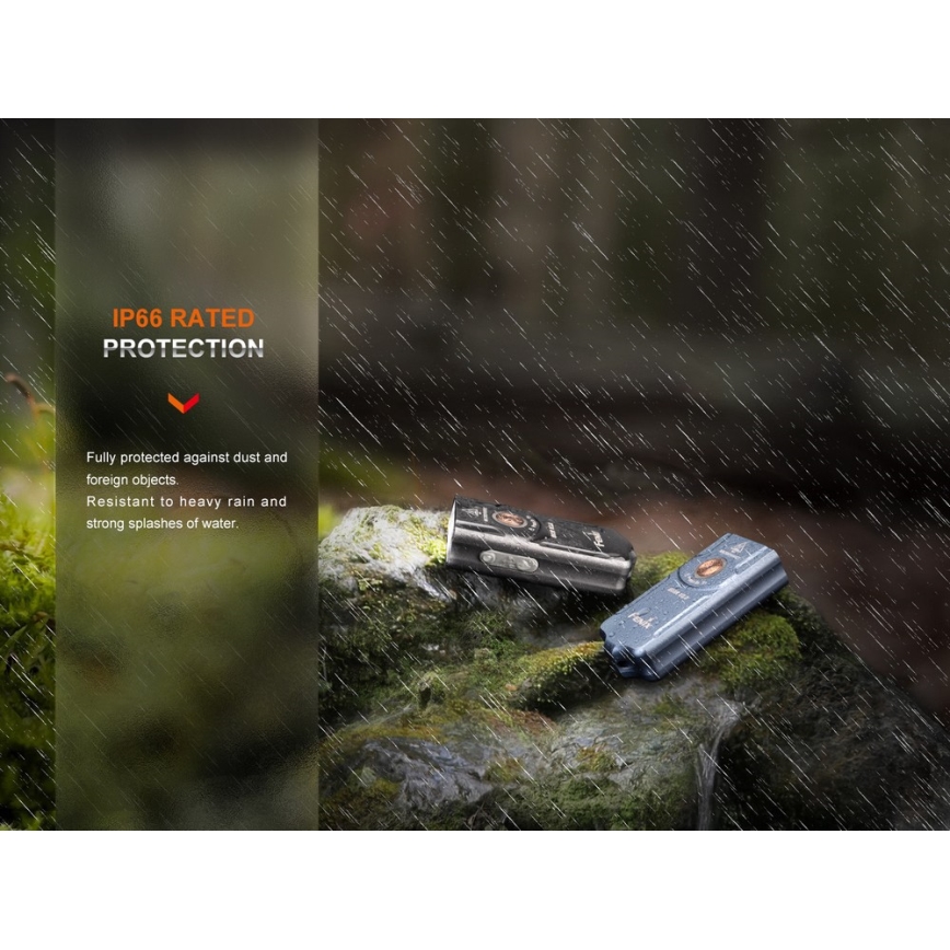 Fenix E03RV20BLU - Torcia LED ricaricabile LED/USB IP66 500 lm 30 h 400 mAh