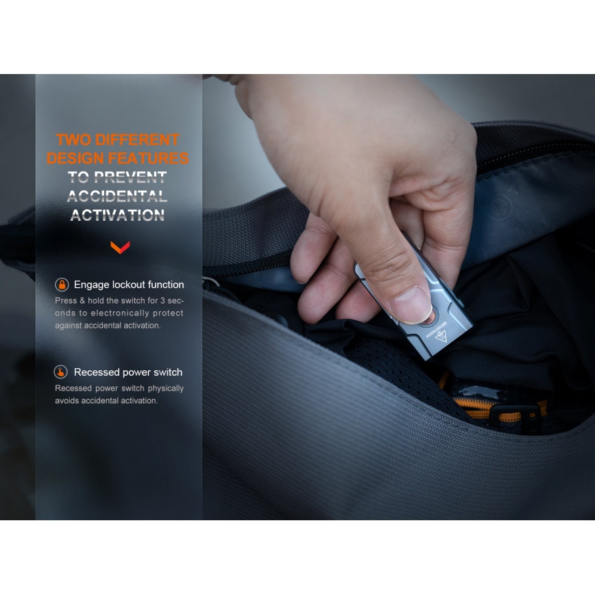 Fenix E03RV20GREY - Aufladbare LED-Taschenlampe LED/USB IP66 500 glänzend 30 h 400 mAh