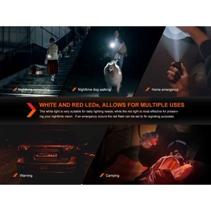 Fenix E03RV20GREY - Lampe torche rechargeable LED/USB IP66 500 brillant 30 h 400 mAh