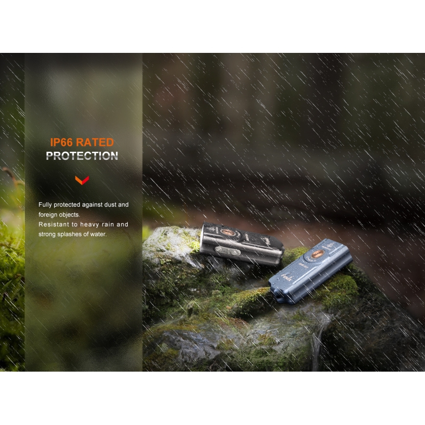 Fenix E03RV20GREY - Torcia LED ricaricabile LED/USB IP66 500 lucente 30 h 400 mAh