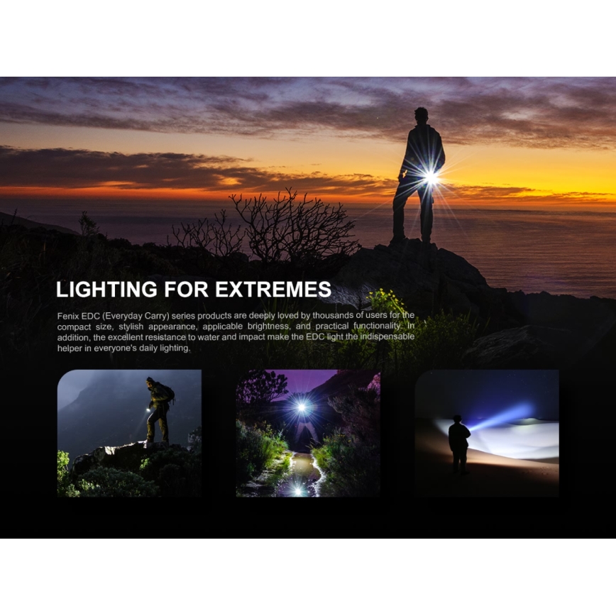 Fenix E05RBLC - Lampe torche rechargeable LED/USB IP68 400 lm 30 hrs