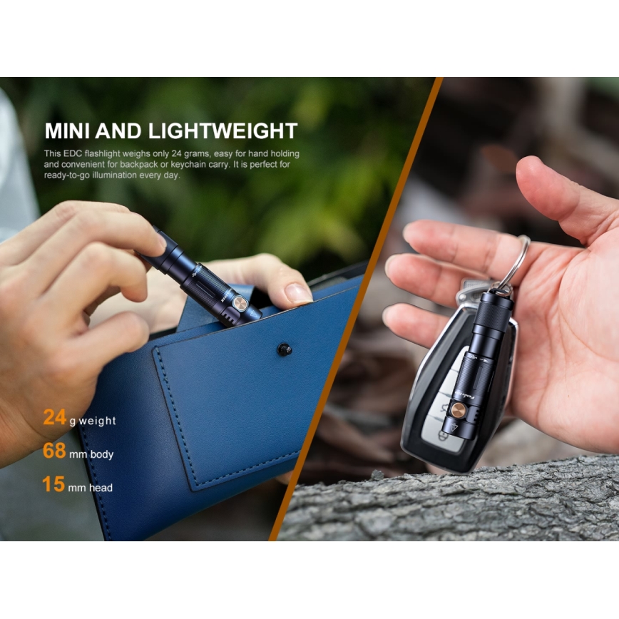 Fenix E05RBLC - Lampe torche rechargeable LED/USB IP68 400 lm 30 hrs