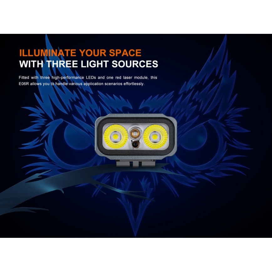 Fenix E06RGRY - Dimmbare, aufladbare LED-Taschenlampe UV LED/USB IP66 700 glänzend 60 h 750 mAh grau