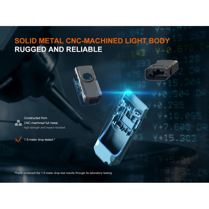 Fenix E06RGRY - Dimmbare, aufladbare LED-Taschenlampe UV LED/USB IP66 700 glänzend 60 h 750 mAh grau