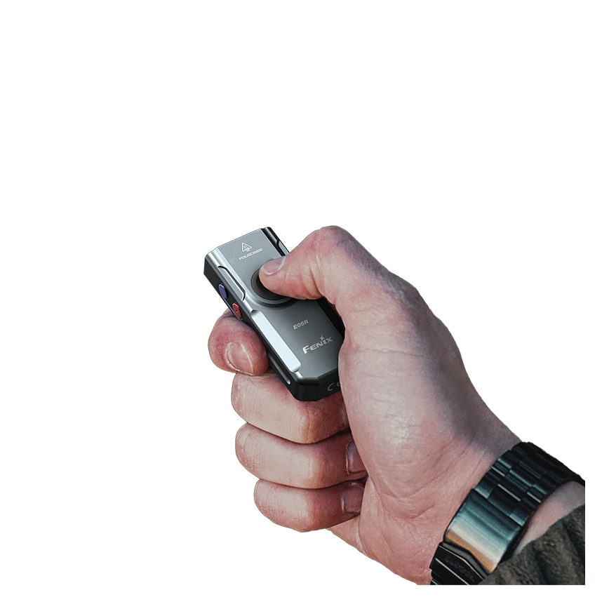 Fenix E06RGRY - Dimmbare, aufladbare LED-Taschenlampe UV LED/USB IP66 700 glänzend 60 h 750 mAh grau