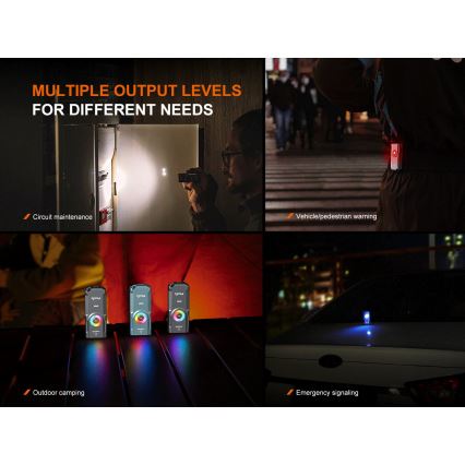 Fenix E06RGRY - Lampe torche rechargeable à intensité variable UV LED/USB IP66 700 lumens 60 h 750 mAh gris