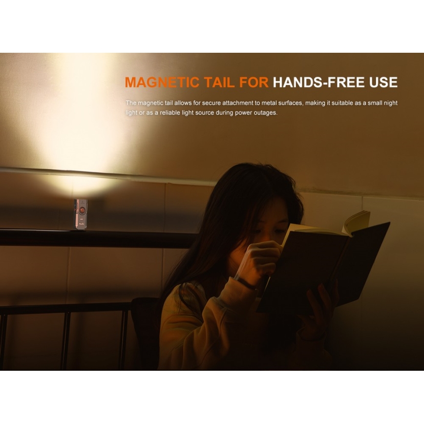 Fenix E06RGRY - Lampe torche rechargeable à intensité variable UV LED/USB IP66 700 lumens 60 h 750 mAh gris