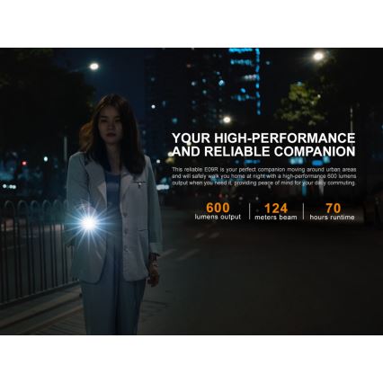 Fenix E09R - Wiederaufladbare LED-Taschenlampe LED/USB IP68