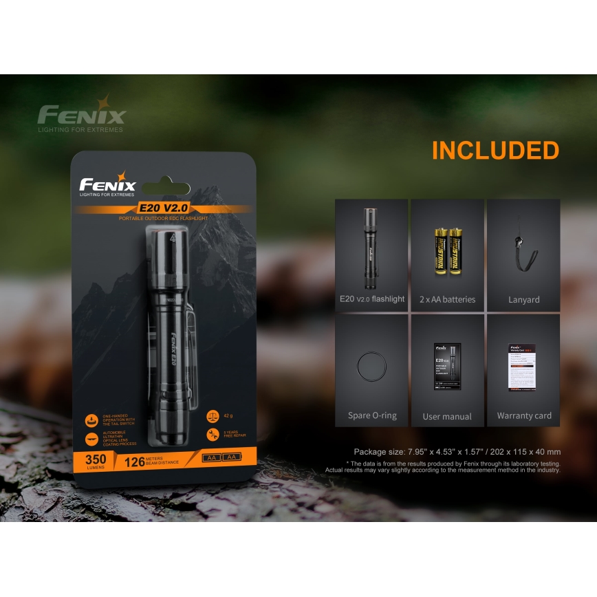 Fenix E20V20 - Torcia LED LED/2xAA IP68