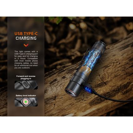 Fenix E35RSETAODS - Dimmbare, aufladbare LED-Taschenlampe LED/USB IP68 3100 lm 69 h 5000 mAh + diffuser 26,5mm
