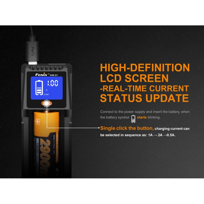 Fenix FENARED1 - Batterieladegerät 1xLi-ion/AAA/AA/C 5V